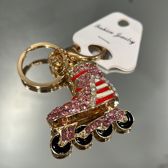 Accessories Pink Rhinestone Rollerblade Keychain Poshmark